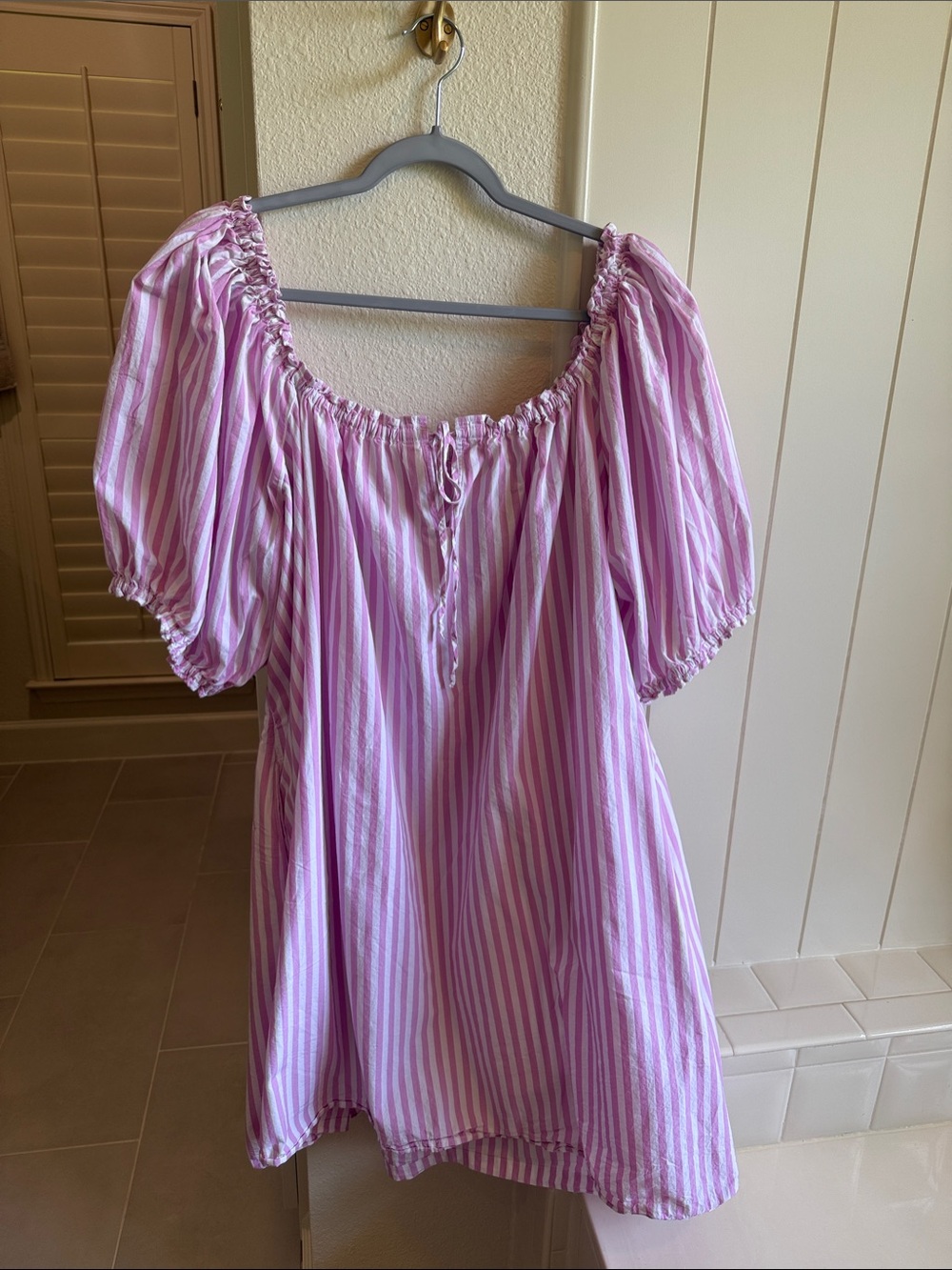 Striped Pink Peasant Dress